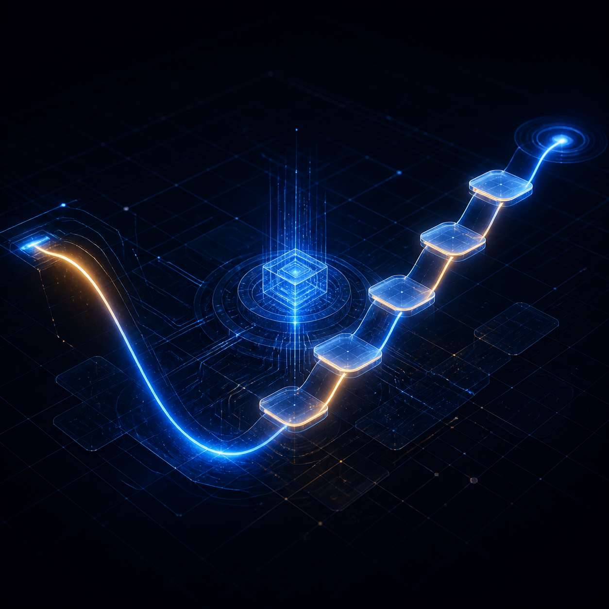 Illustration abstraite d’un chemin lumineux progressif représentant une récupération partielle.